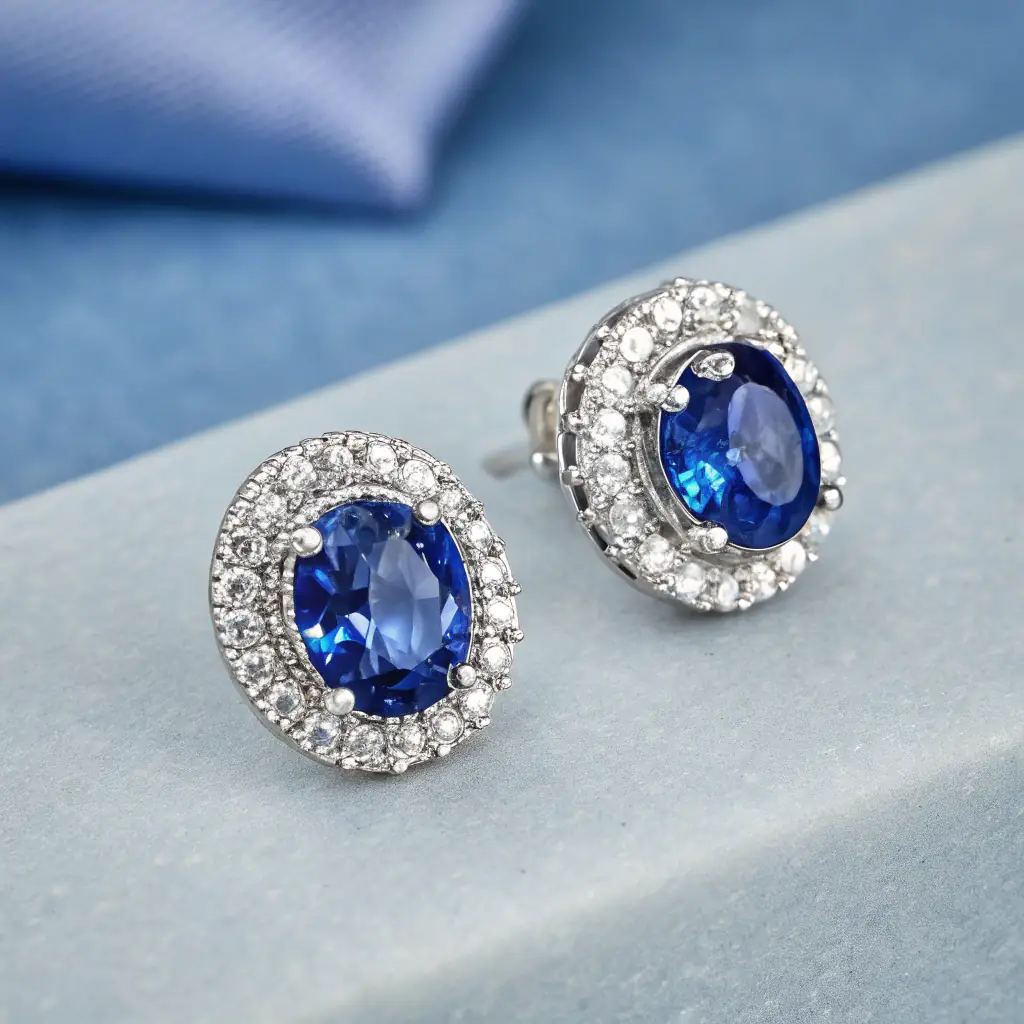 Sapphire and Diamond Earrings